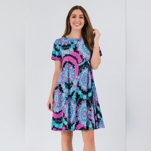 Kaleidoscope Mini Dress w/Pockets Size Small